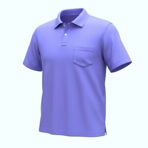 Lands' End Mens Polo Shirt CB DryTec Pima Cotton Blend Casual Golf Blue L